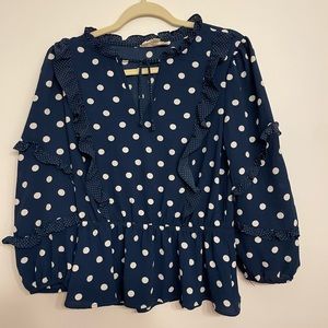 Navy blue with white dots shirt